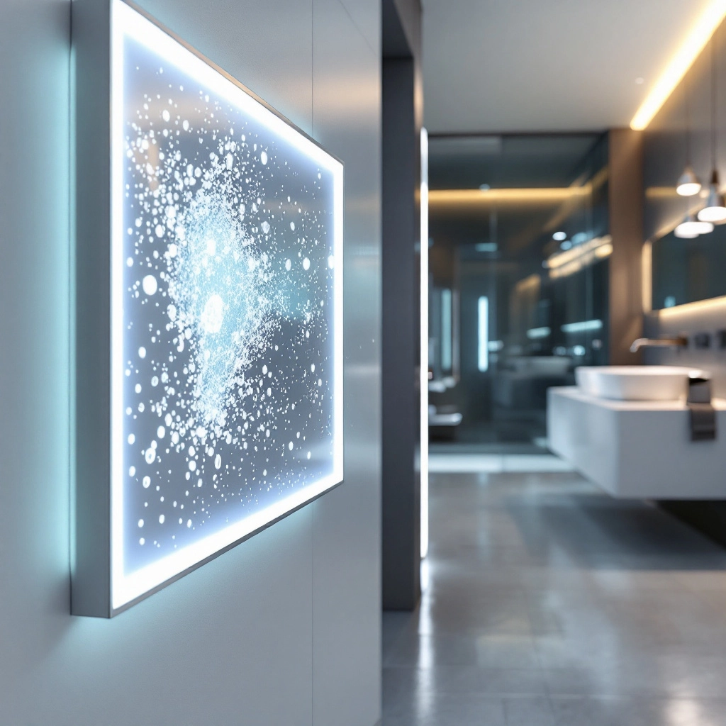 interaktywna ściana z panelem LED reagującym na dotyk w łazience nowoczesnej